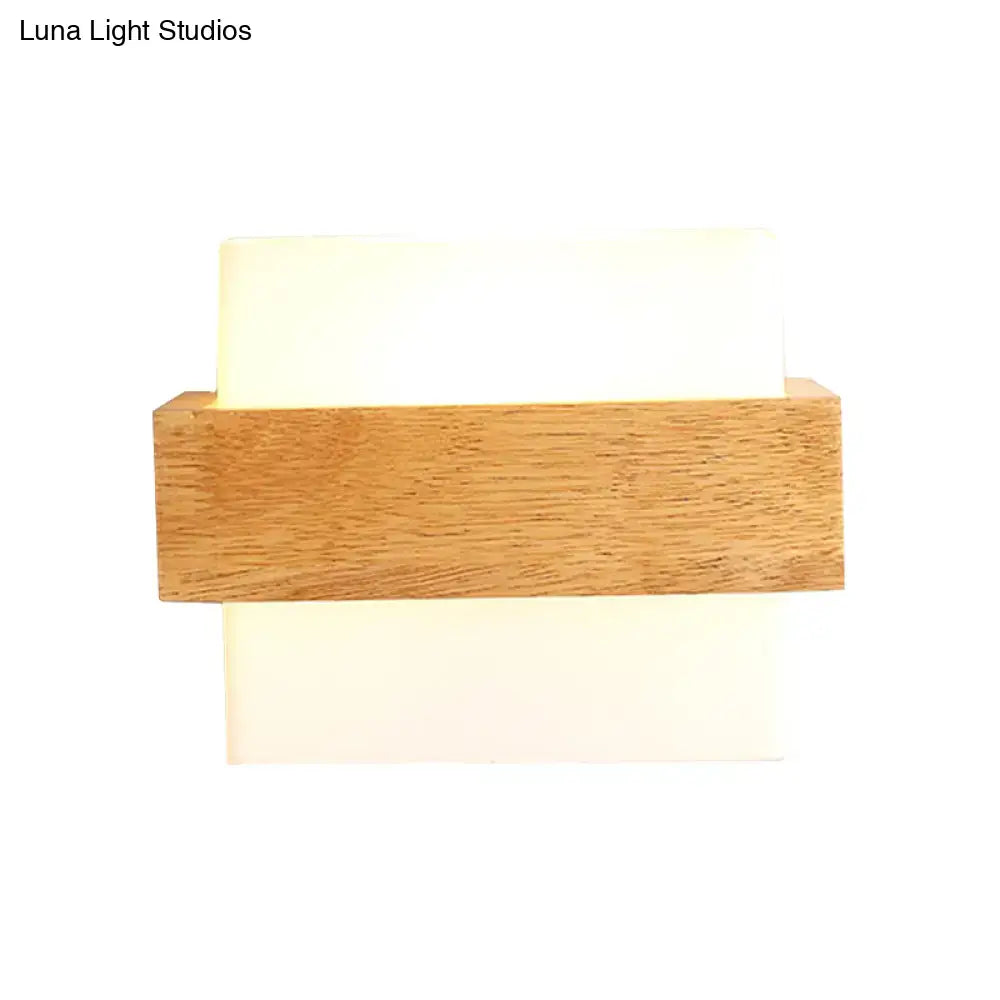 Wood Glass Milk-Shade Wall Sconce