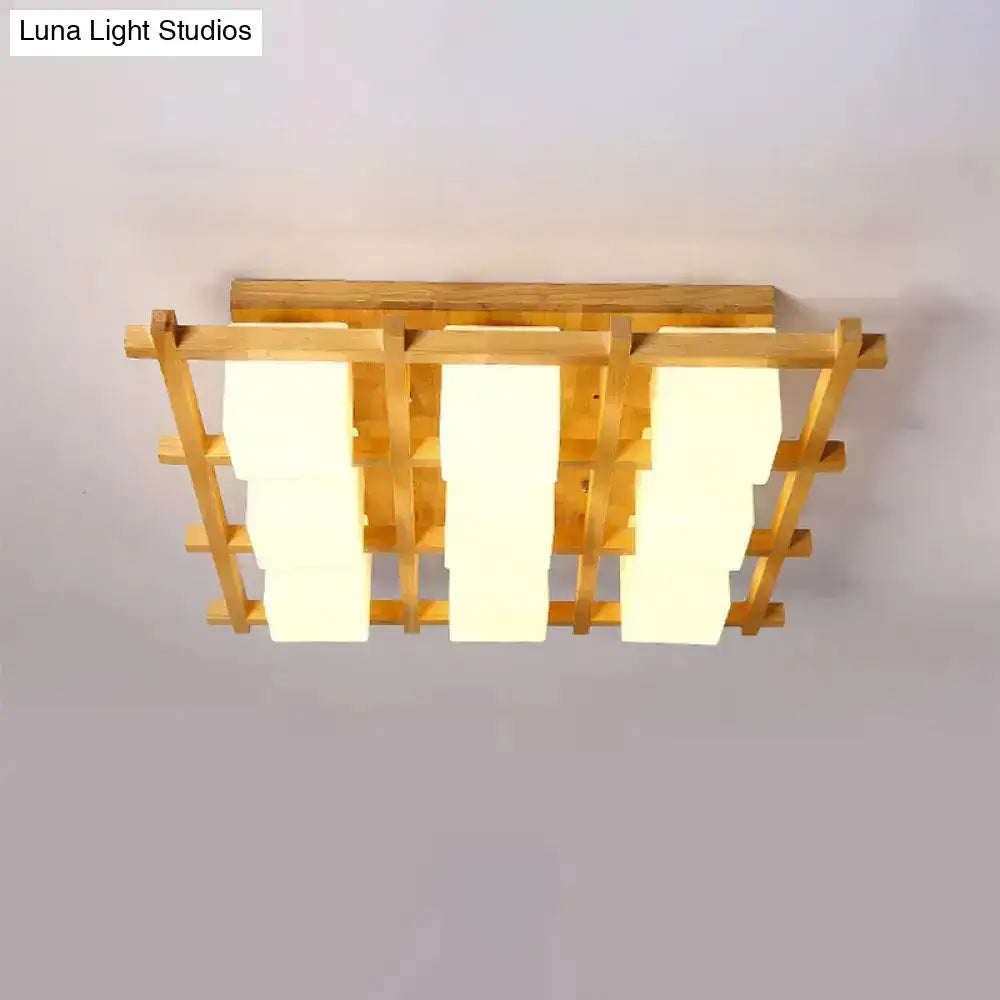 Wood Grid Ceiling Light