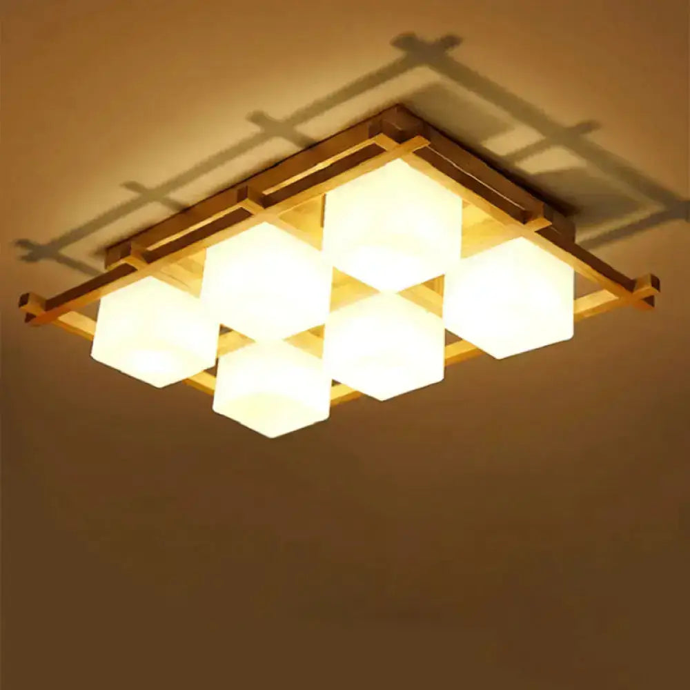 Wood Grid Ceiling Light