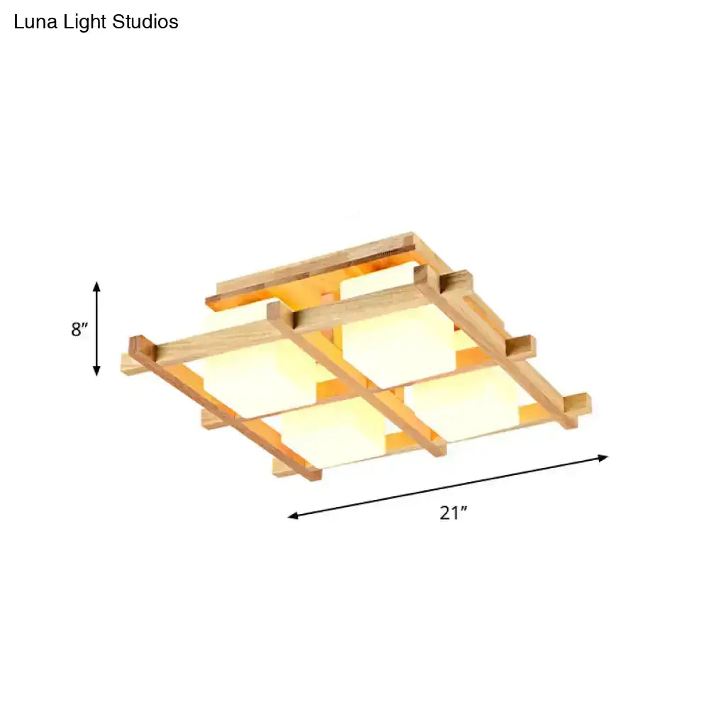 Wood Grid Ceiling Light