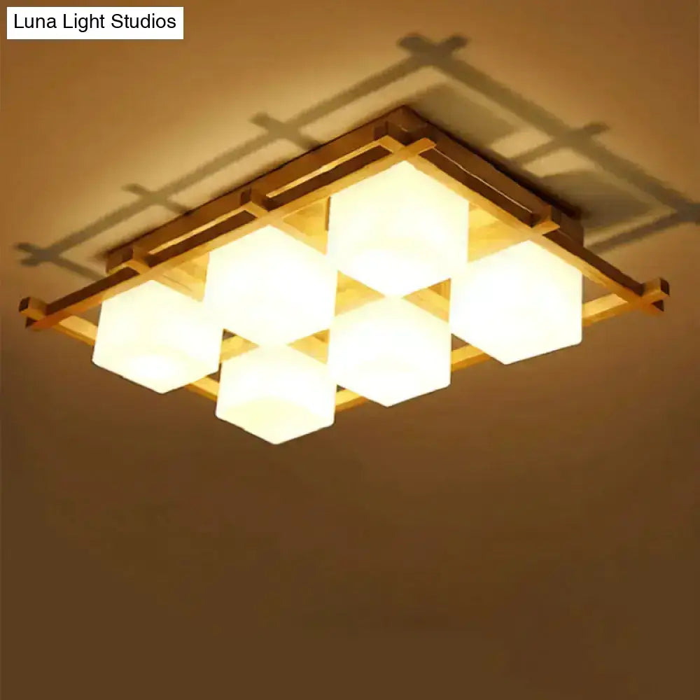 Wood Grid Ceiling Light