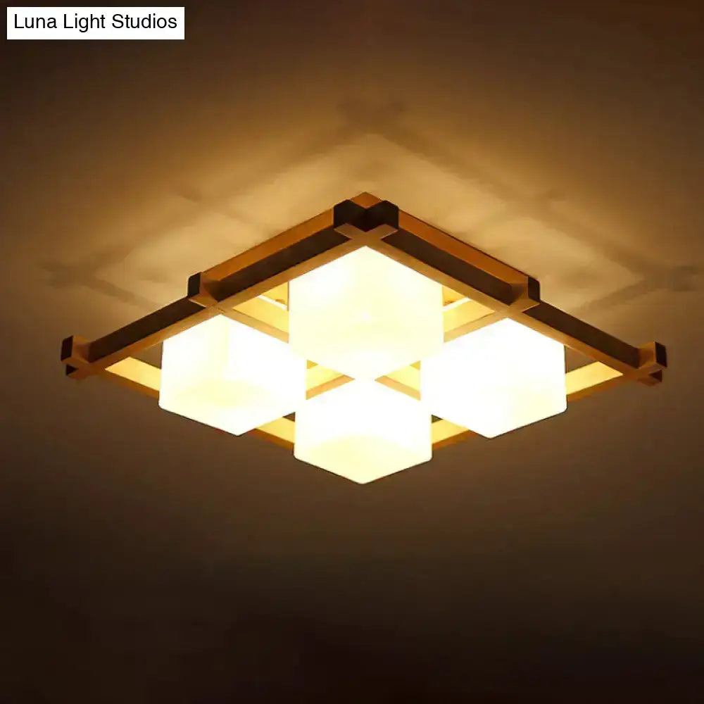 Wood Grid Ceiling Light