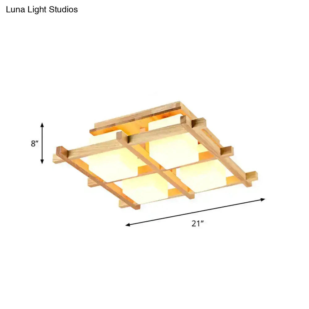 Wood Grid Ceiling Light