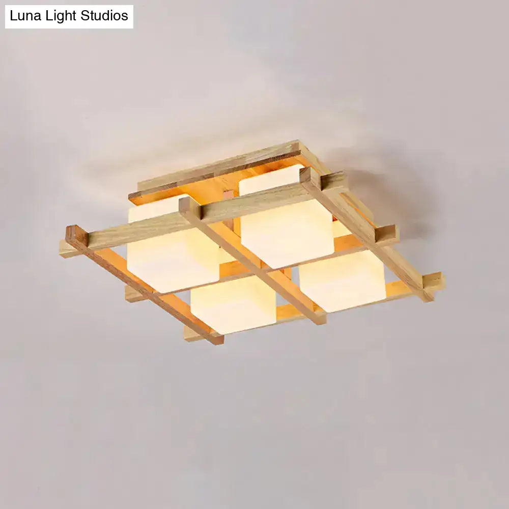 Wood Grid Ceiling Light