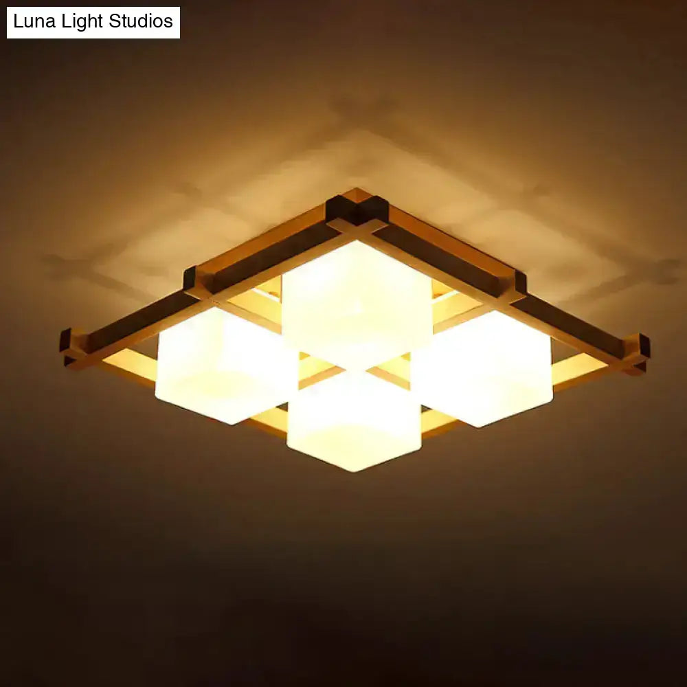 Wood Grid Ceiling Light