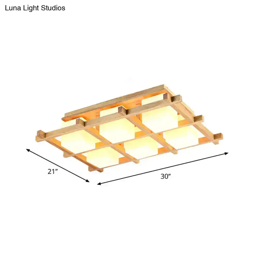 Wood Grid Ceiling Light