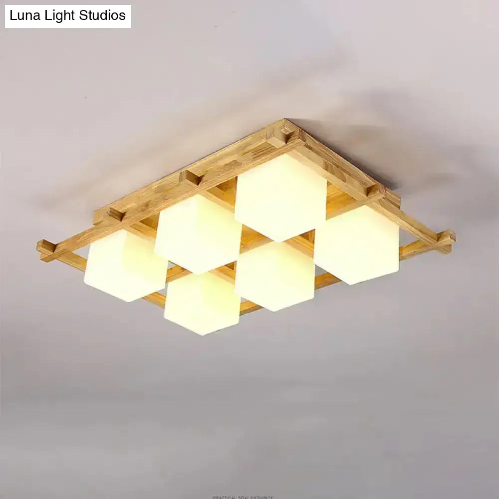 Wood Grid Ceiling Light