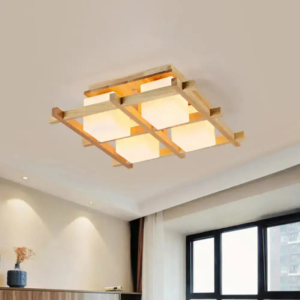 Wood Grid Ceiling Light