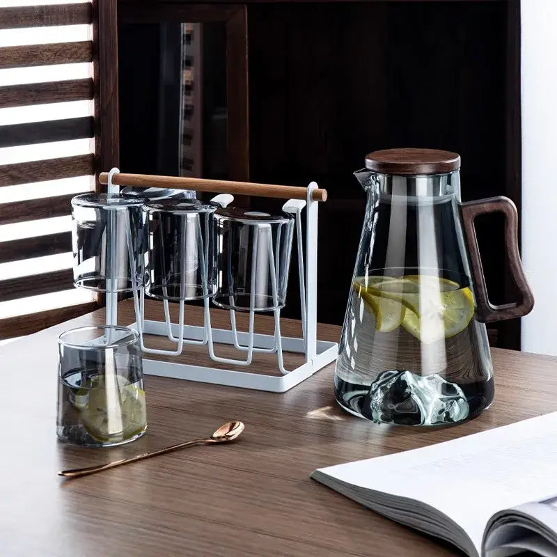 Wood Handle Glass Pitcher