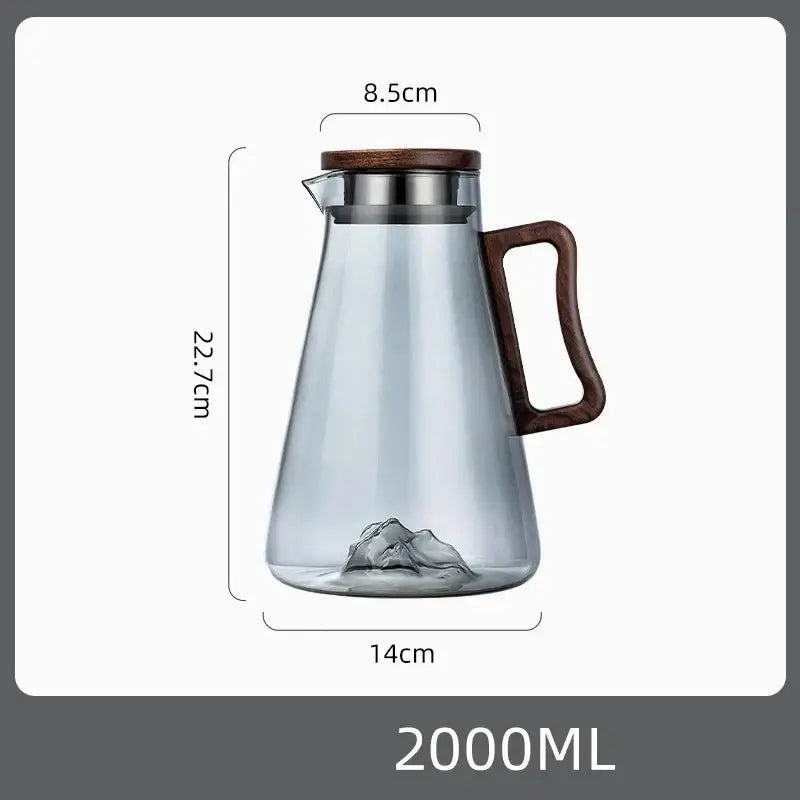 Wood Handle Glass Pitcher