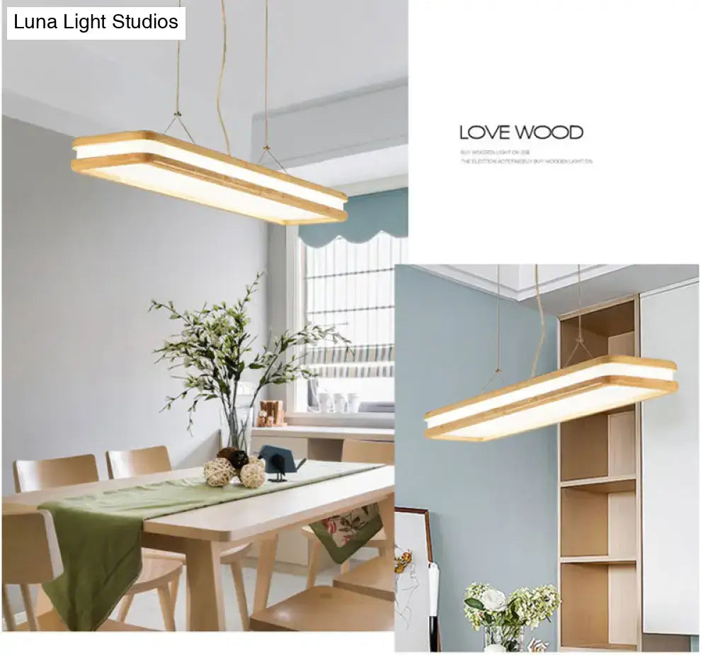 Wood Rectangular Island Lamp