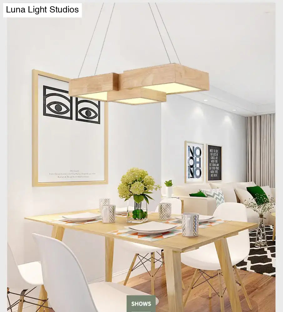 Wood Square Ceiling Light