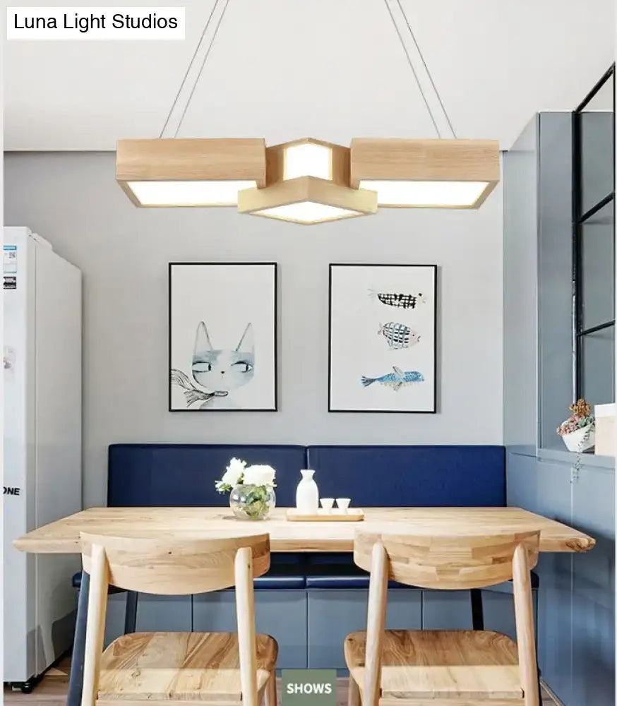 Wood Square Ceiling Light