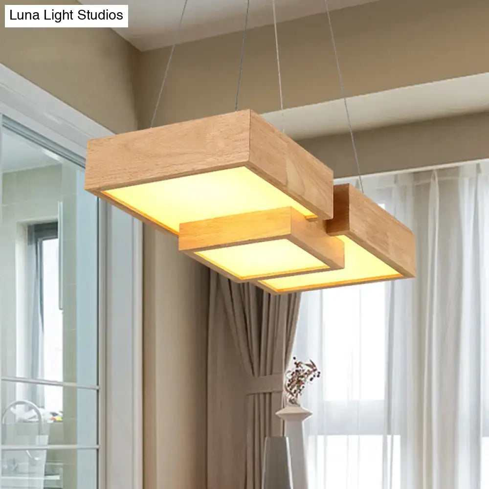 Wood Square Ceiling Light