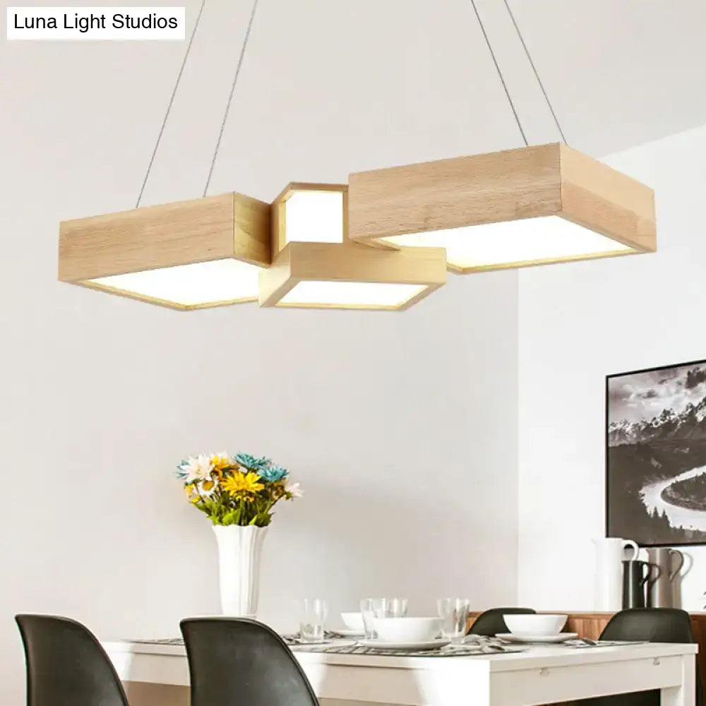 Wood Square Ceiling Light