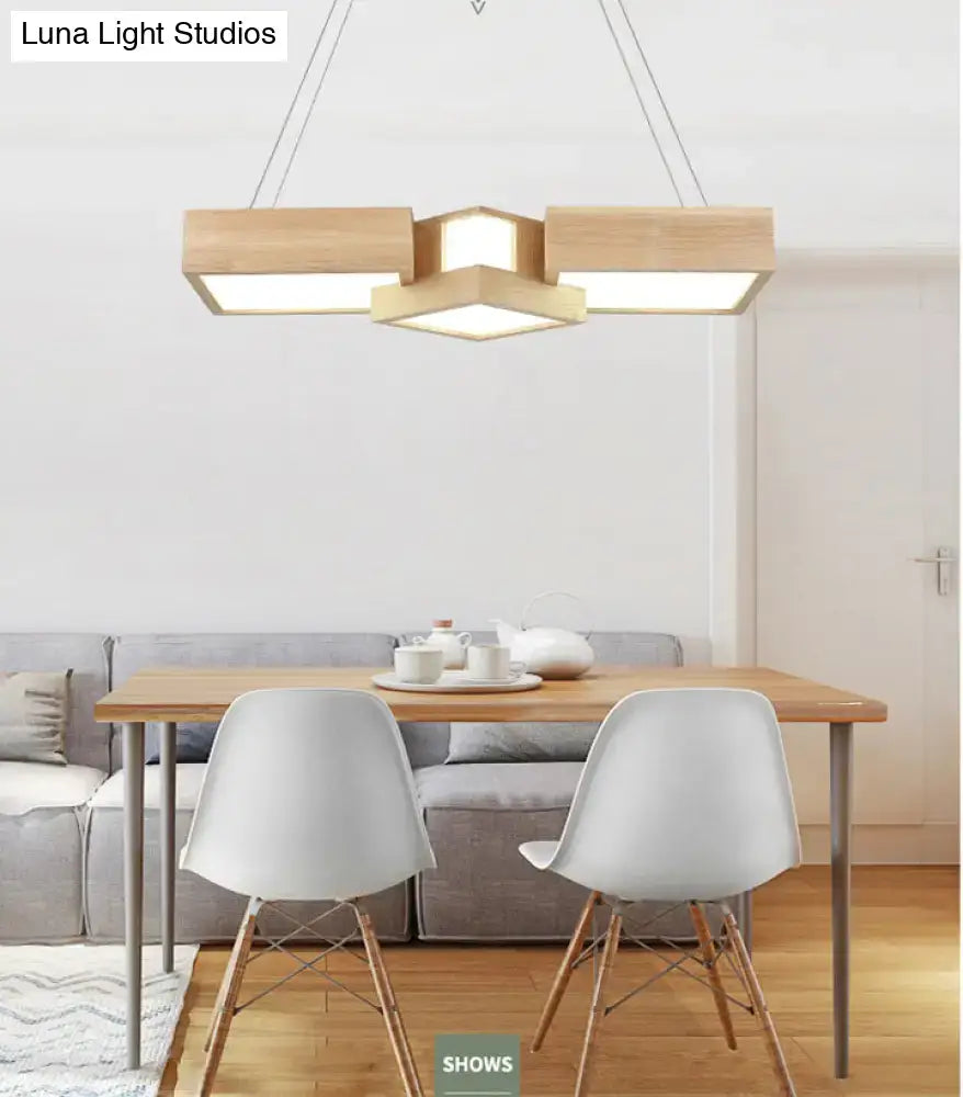 Wood Square Ceiling Light
