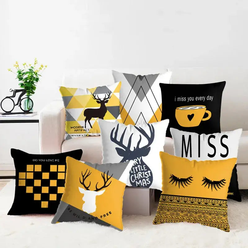 Yellow Geometric Pillowcase