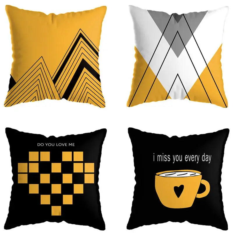 Yellow Geometric Pillowcase