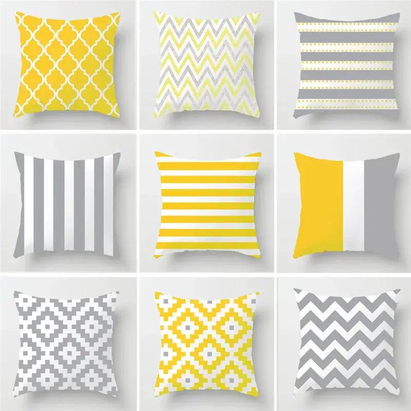 Yellow Gray Stripe Pillowcase