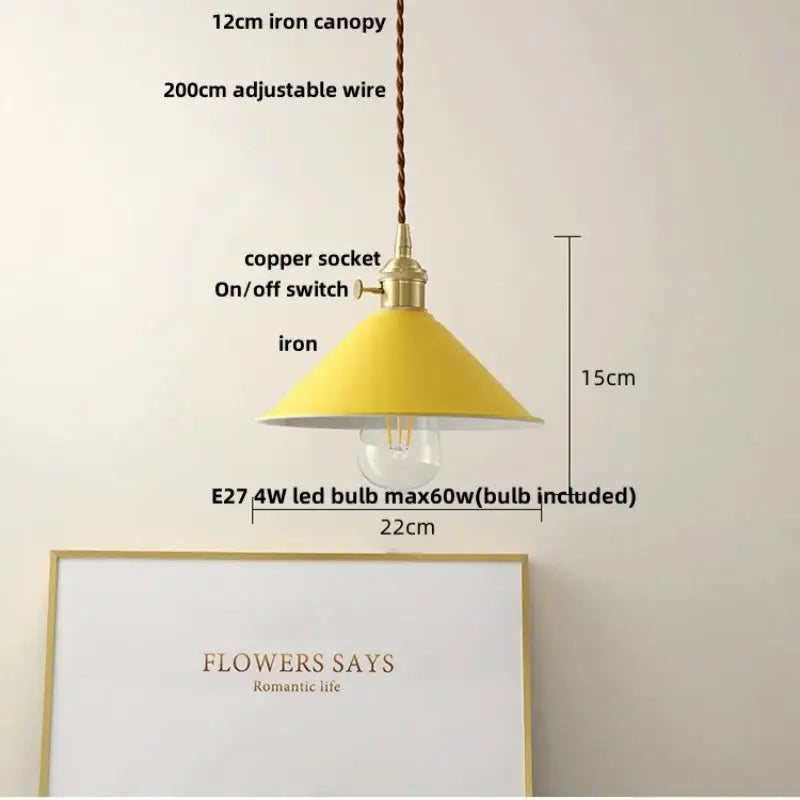 Yellow Conical Pendant Light