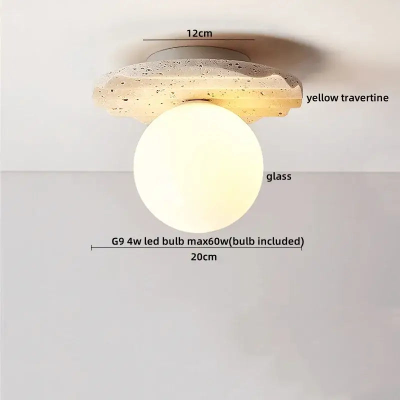 Yellow Travertine LED Ceiling Light