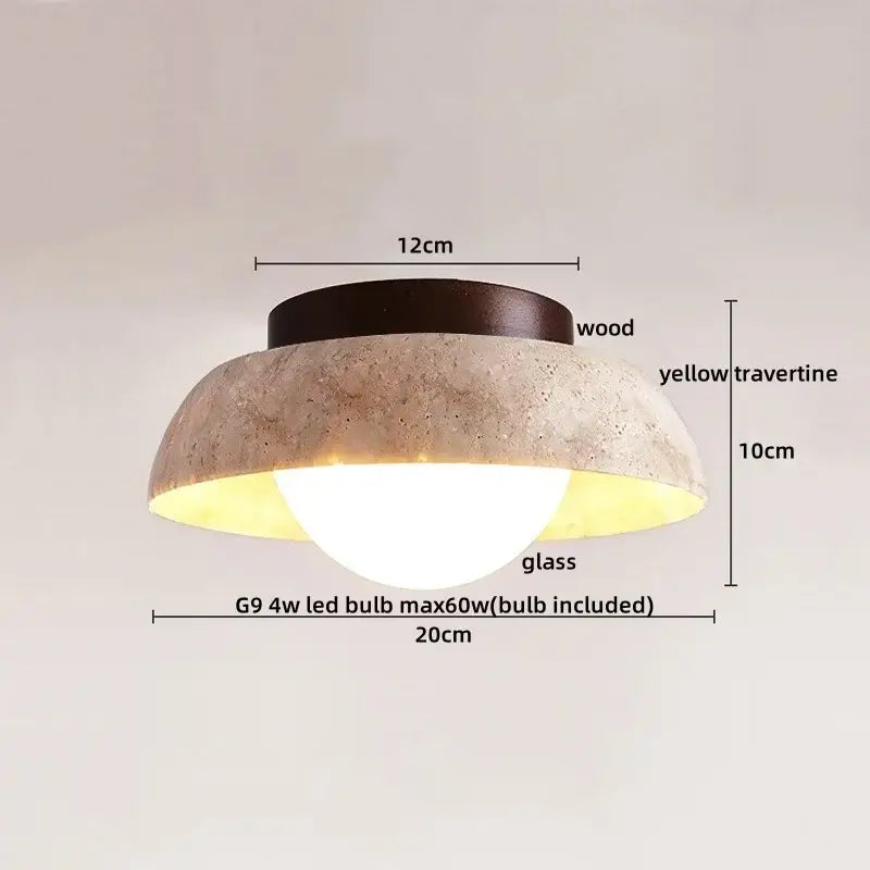Yellow Travertine LED Ceiling Light