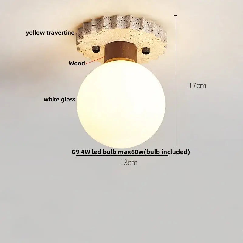Yellow Travertine LED Ceiling Light