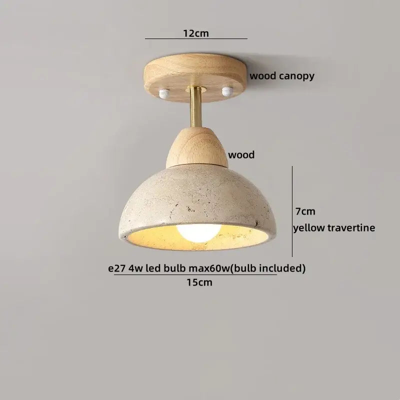 Yellow Travertine LED Ceiling Light