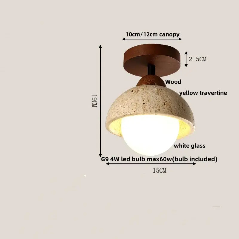 Yellow Travertine LED Ceiling Light