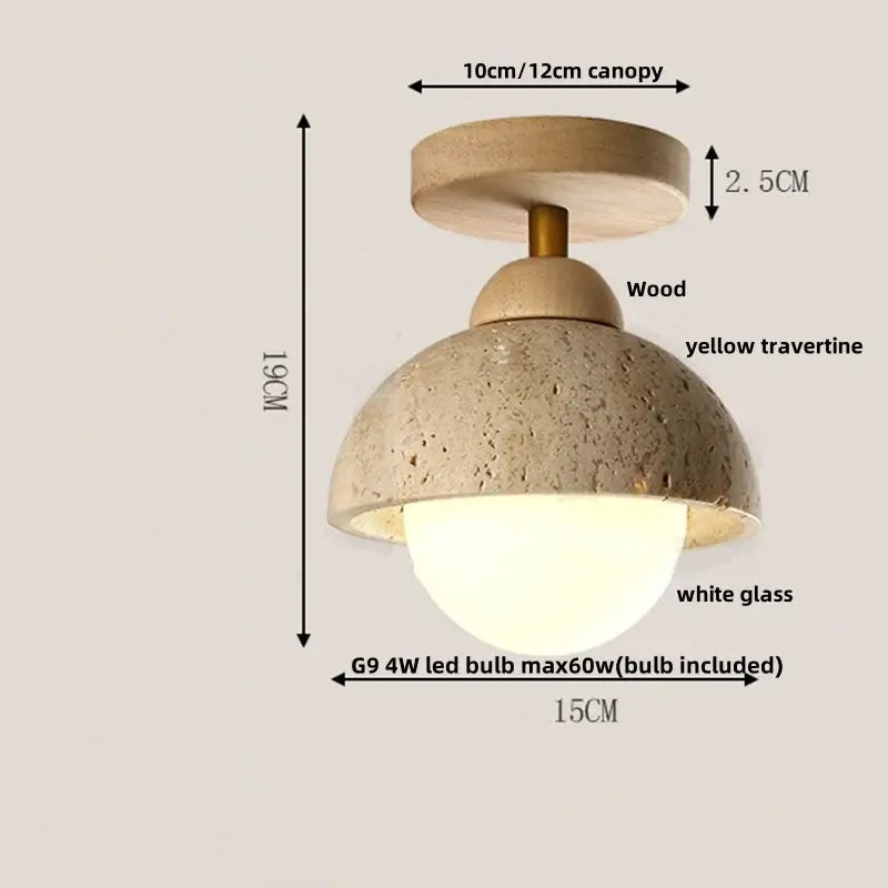 Yellow Travertine LED Ceiling Light