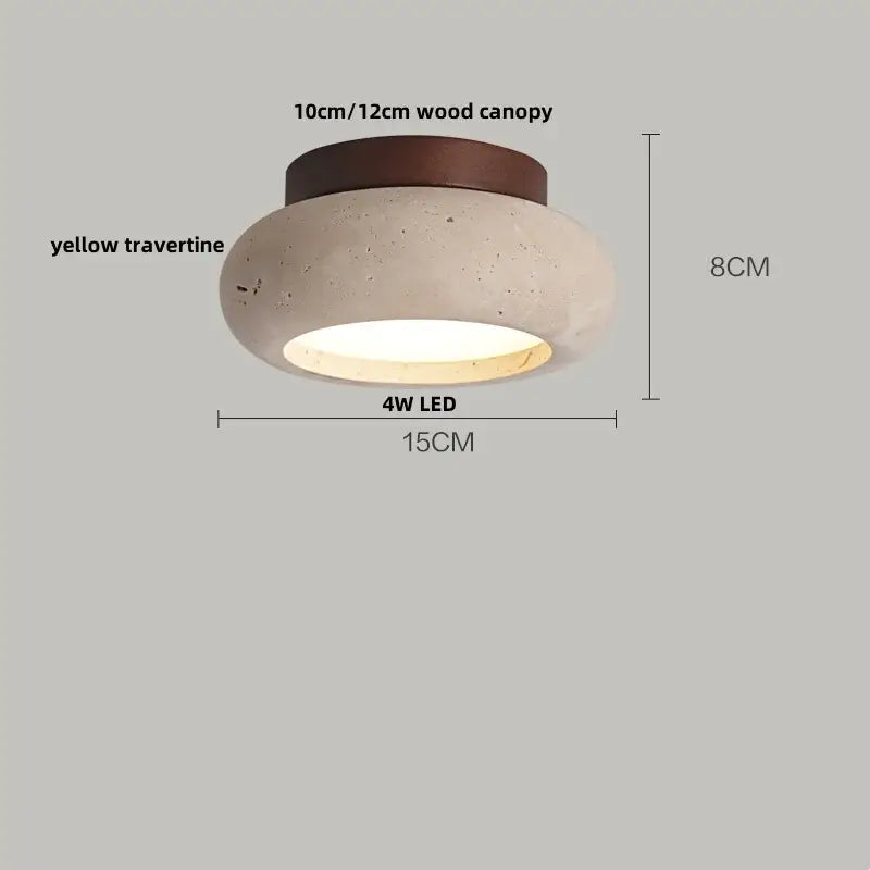 Yellow Travertine LED Ceiling Light