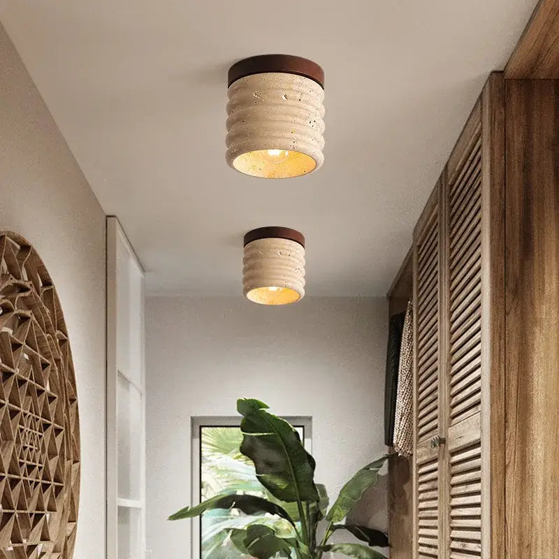 Yellow Travertine LED Ceiling Light