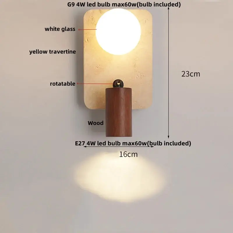 Yellow Travertine Wall Lamp Premium Stone