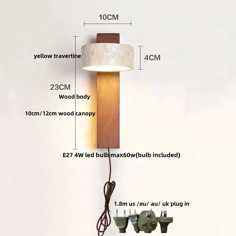 Yellow Travertine Wall Lamp Premium Stone