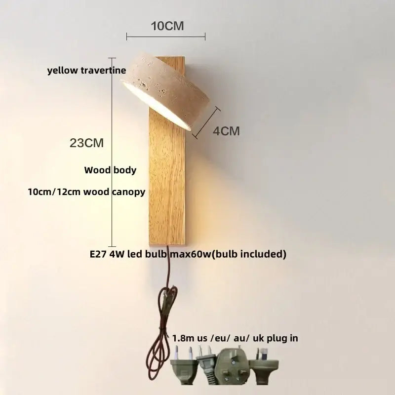 Yellow Travertine Wall Lamp Premium Stone
