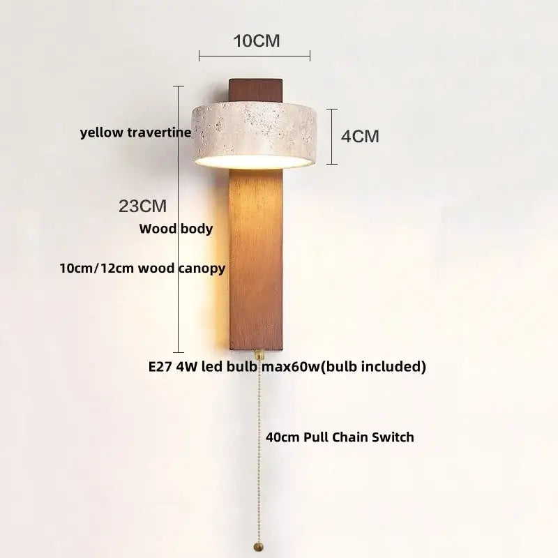 Yellow Travertine Wall Lamp Premium Stone