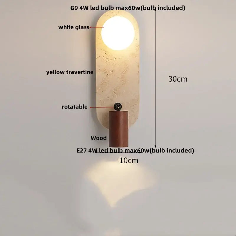 Yellow Travertine Wall Lamp Premium Stone