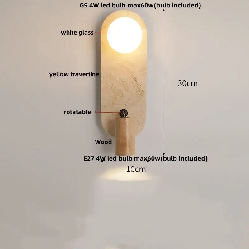 Yellow Travertine Wall Lamp Premium Stone