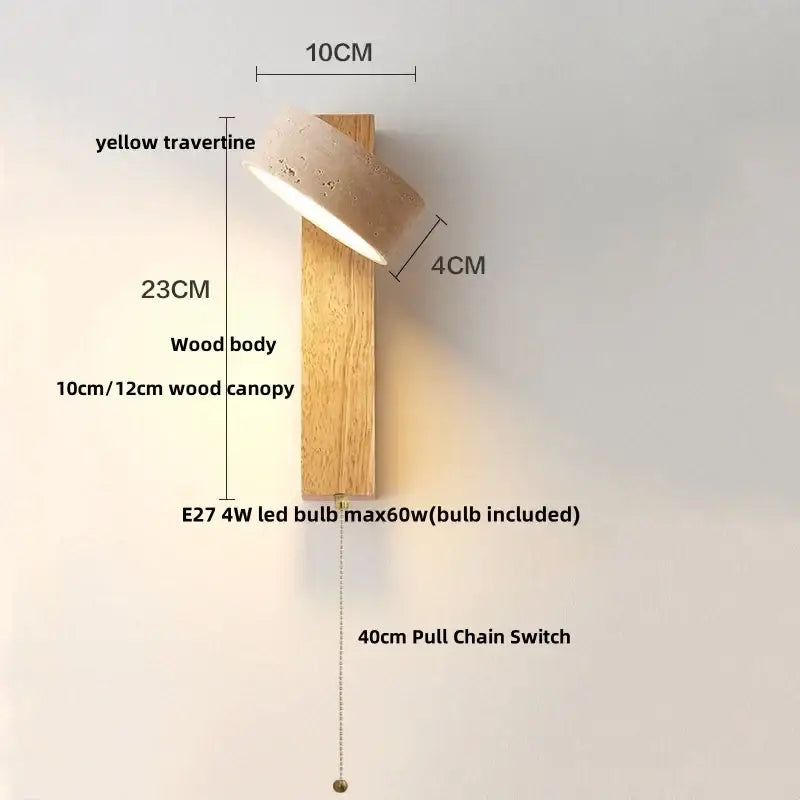Yellow Travertine Wall Lamp Premium Stone