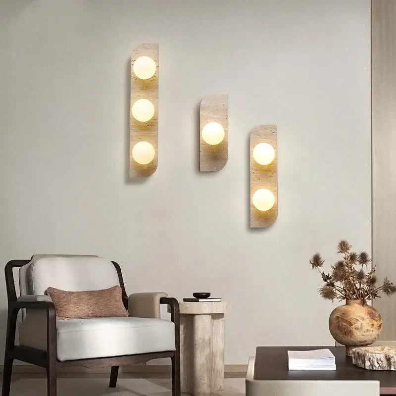 Yellow Travertine Wall Lamp Premium Stone