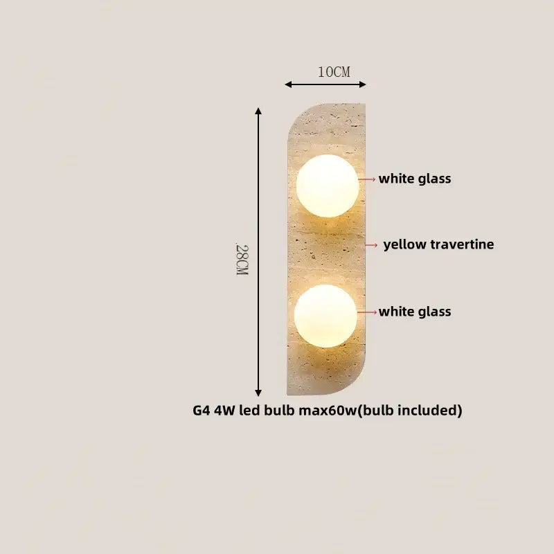 Yellow Travertine Wall Lamp Premium Stone