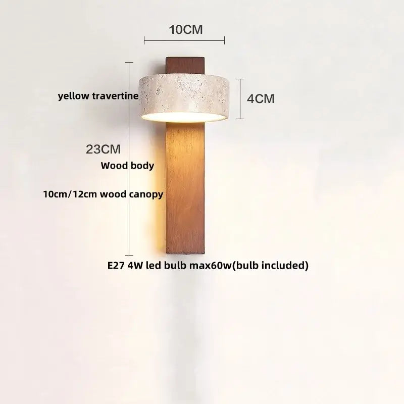 Yellow Travertine Wall Lamp Premium Stone