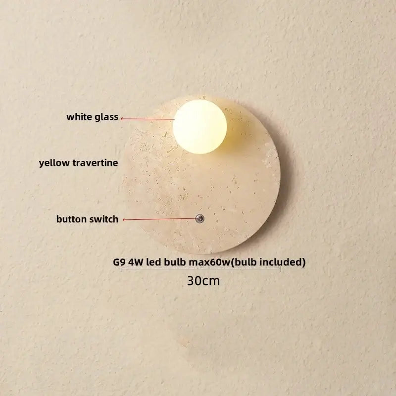 Yellow Travertine Wall Lamp Premium Stone