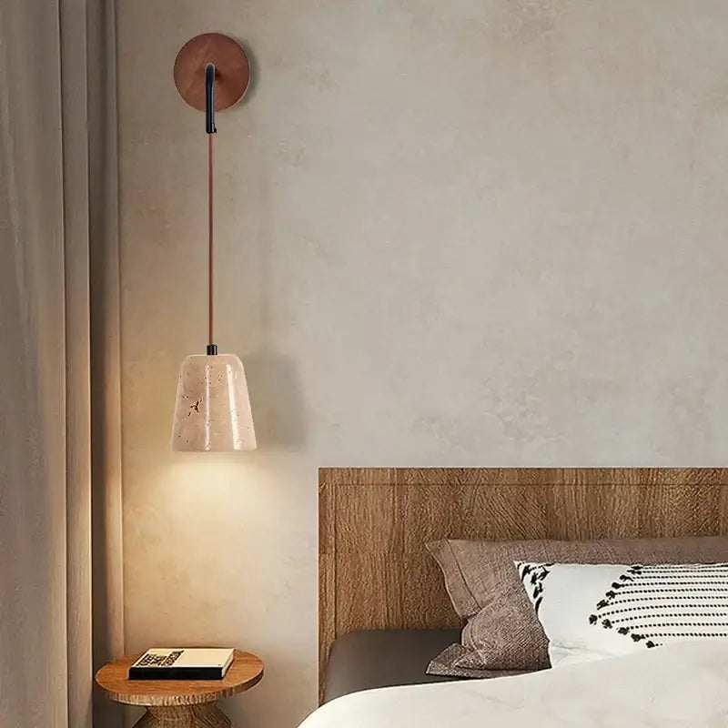 Yellow Travertine Wall Lamp for Hallway and Stairwell