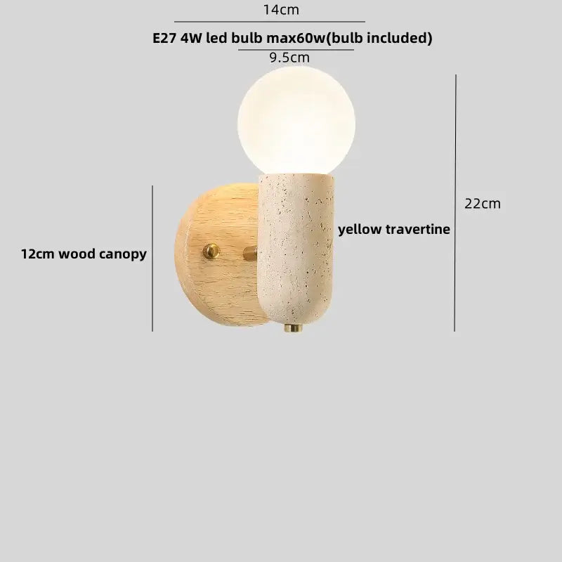 Yellow Travertine Wall Sconce with Rotating Design
