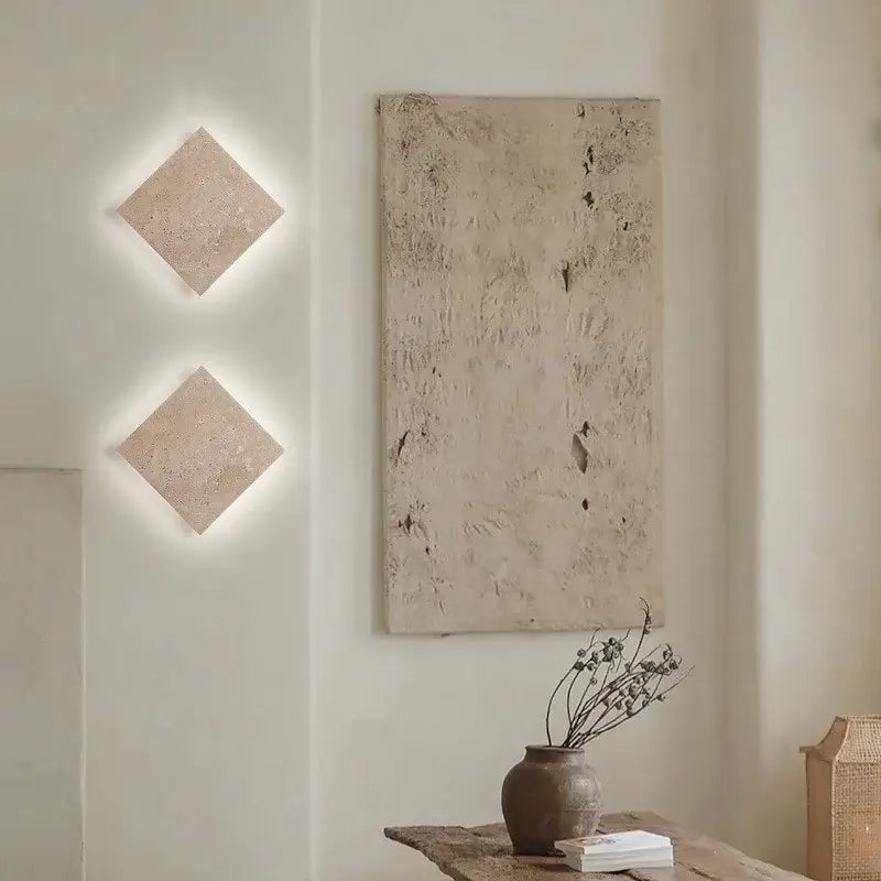 Yellow Travertine Square Sconce