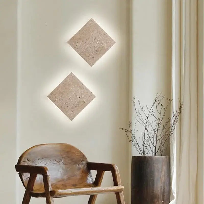 Yellow Travertine Square Sconce