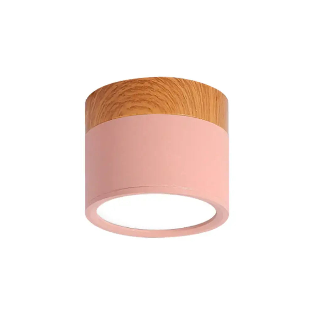 Yellow Wood Flush Ceiling Light
