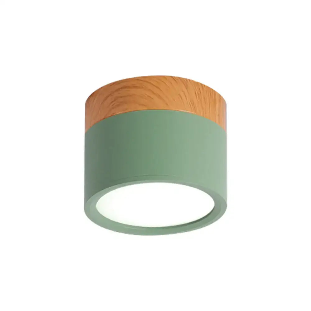 Yellow Wood Flush Ceiling Light