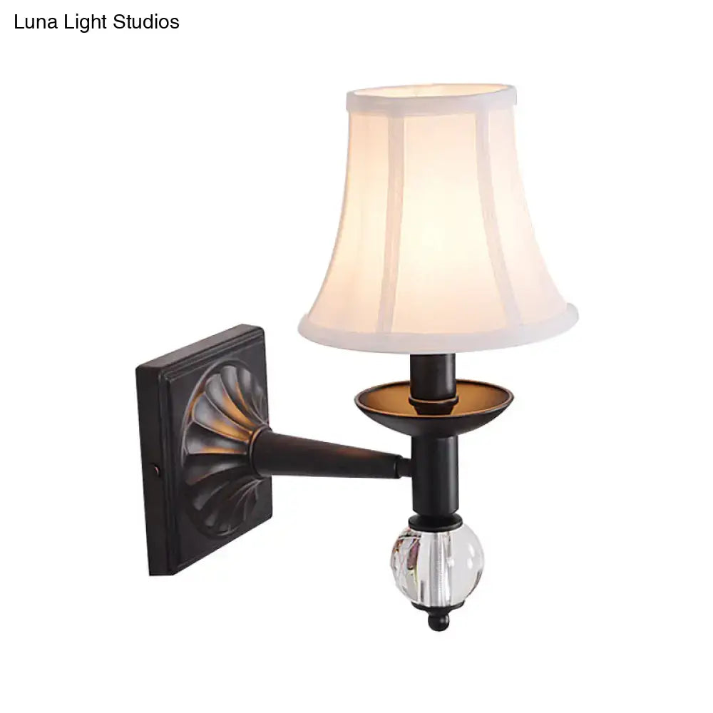 Black White Bell Sconce Adjustable Fabric Shade